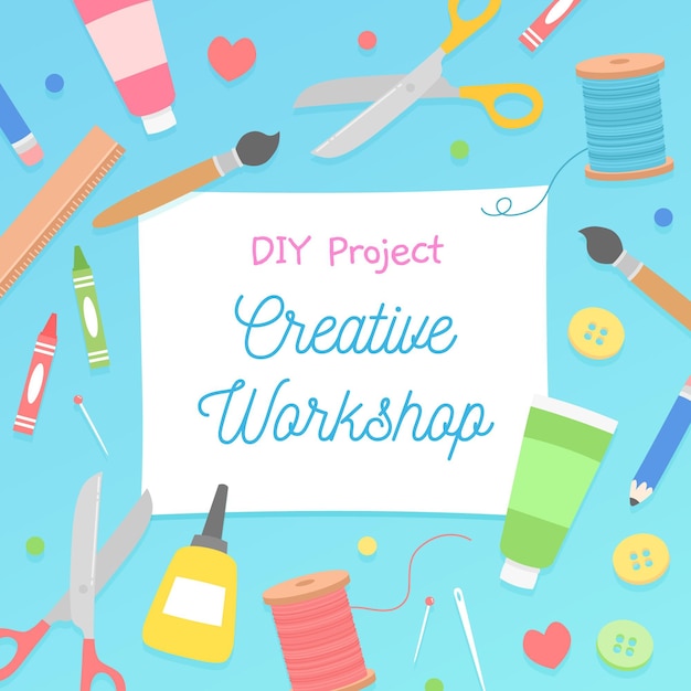 Free vector diy creative workshop illustration