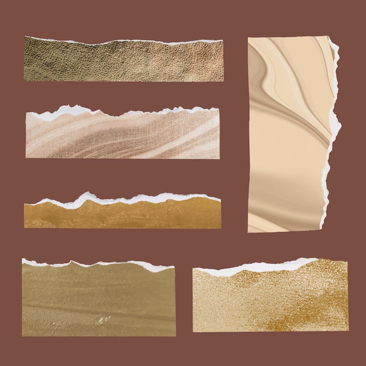 Free Vector diy ripped paper craft vector in marble art style set