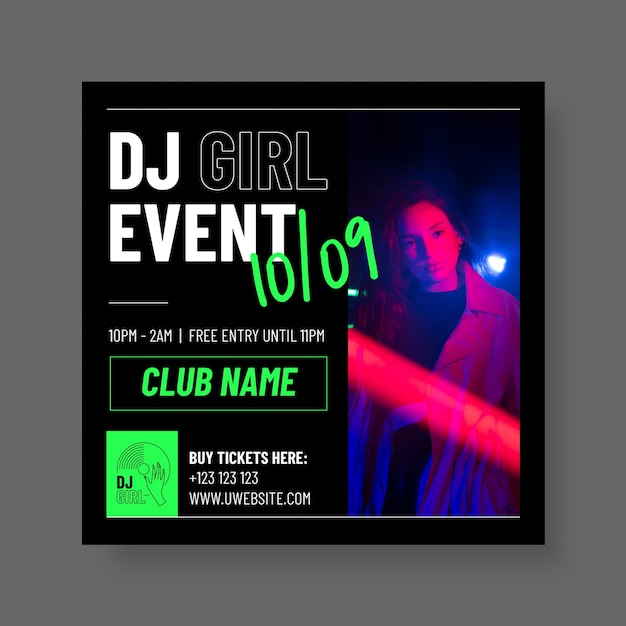 Free vector dj facebook post template