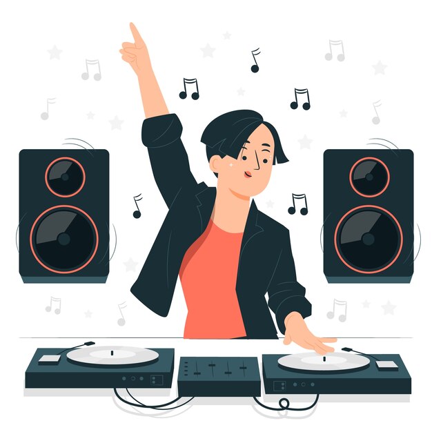 Dj 소녀 개념 그림