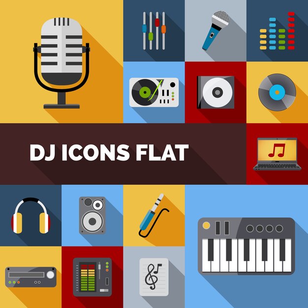 Dj Icons Flat Set
