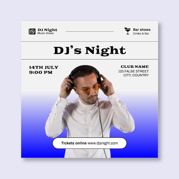 Free vector dj instagram post template