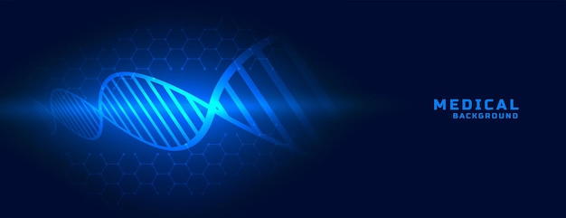 Free vector dna banner in blue medical background style