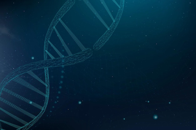 DNA biotechnology science background vector in blue futuristic style with blank space