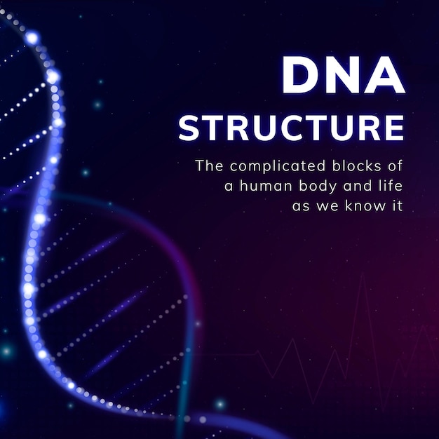 Free vector dna structure biotechnology template vector social media post