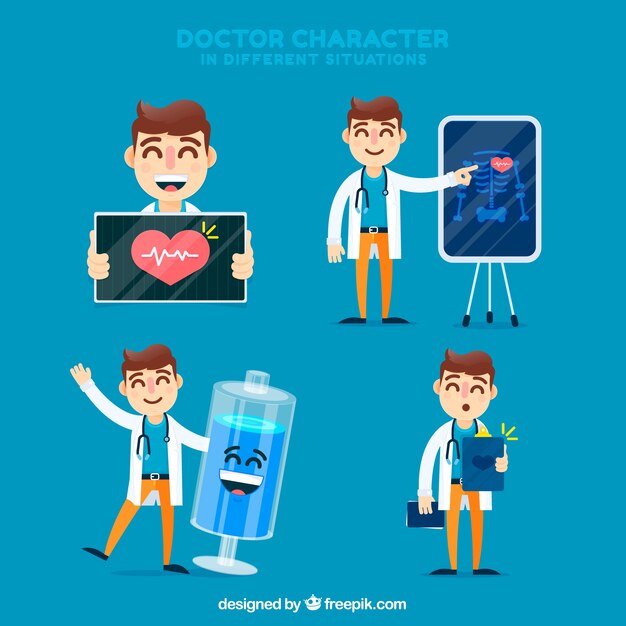 Коллекция персонажей врача в разных ситуациях