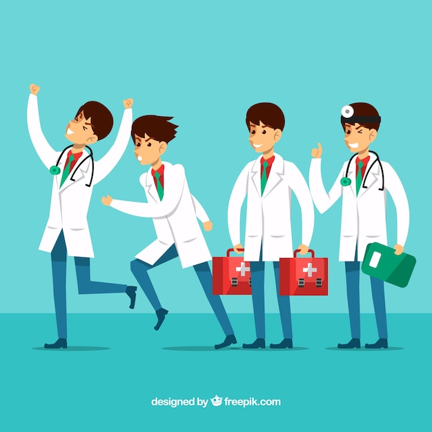 Free vector doctor character collection of four