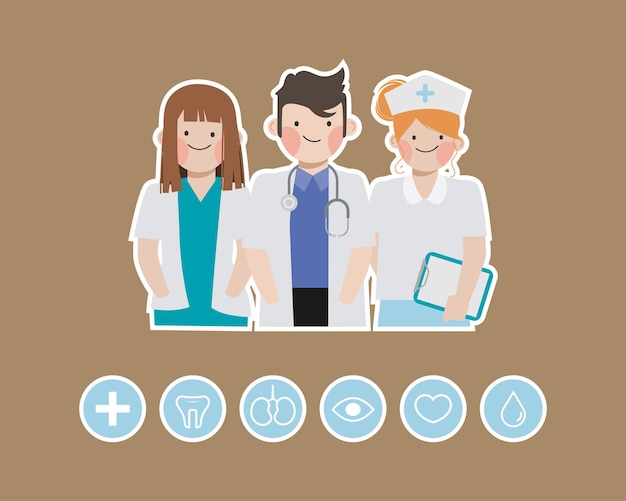 Free vector doctor character set. healthcare medical people in hospital