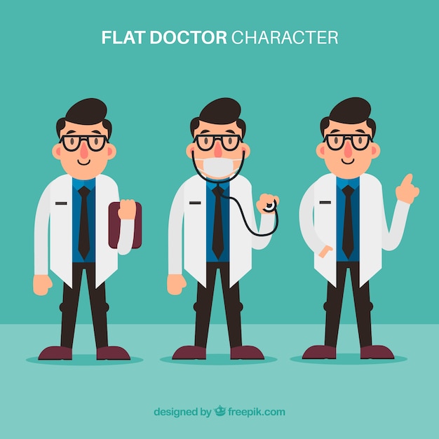 Free vector doctor character set of three