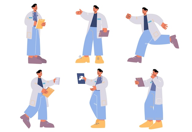 Free Vector doctor character in uniform with stethoscope