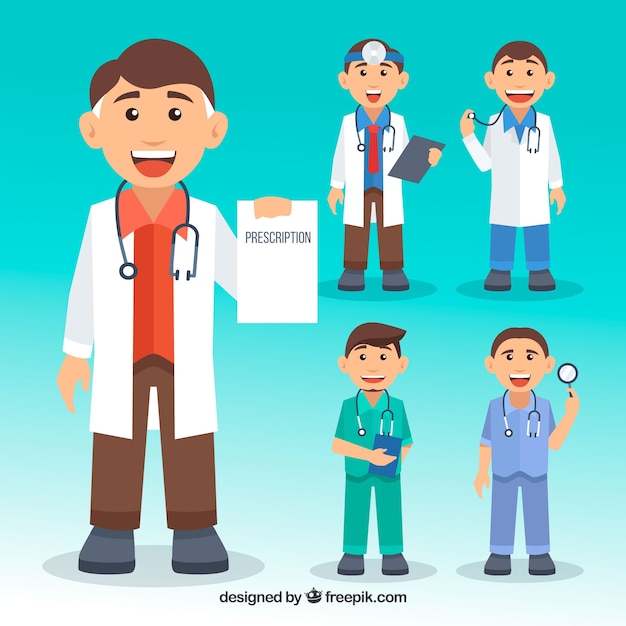 Бесплатное векторное изображение Коллекция персонажей для врачей