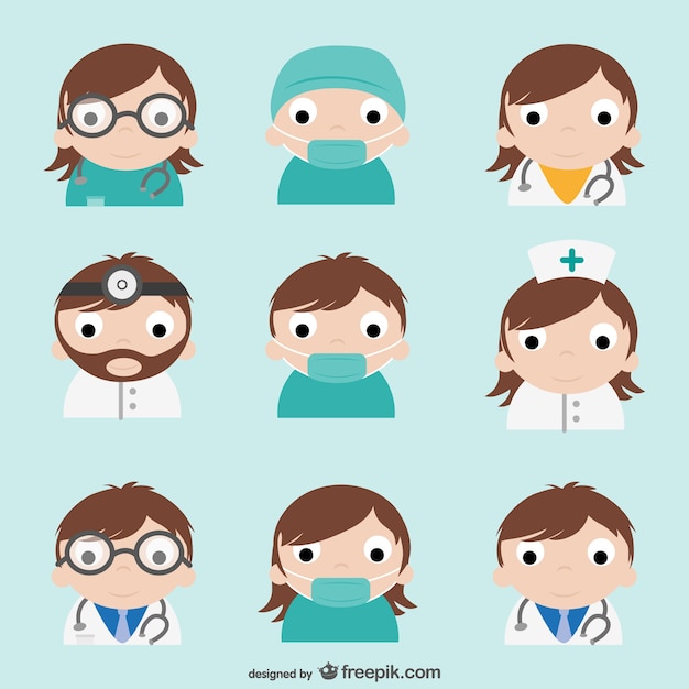 Free vector doctor characters pack