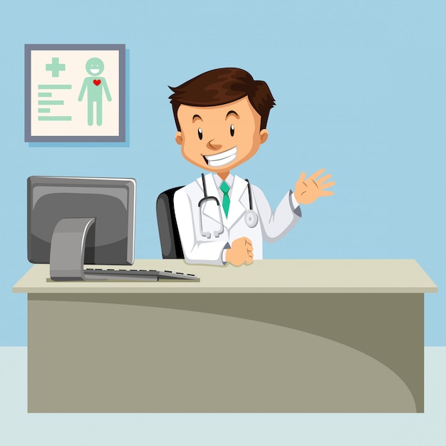 A doctor at clinic illustration