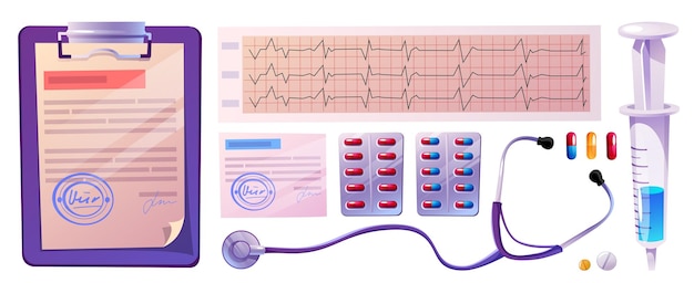 Free vector doctor equipment and working elements