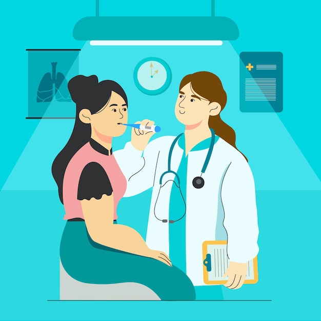 Free vector doctor examining a patient illustrated