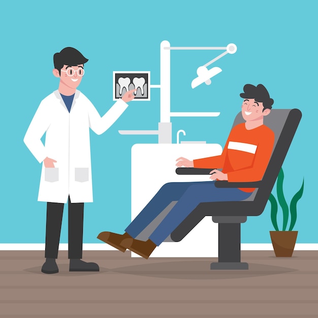 Doctor examining a patient illustrated