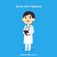 Free vector doctor holding clipboard