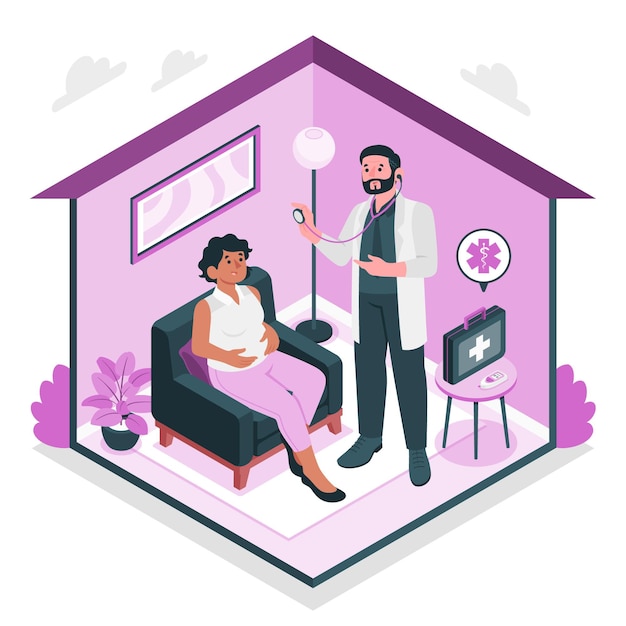 Free vector doctor at home concept illustration