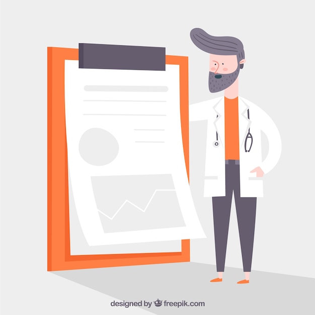 Free vector doctor looking at clipboard