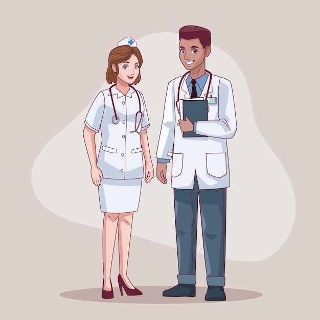 Free vector doctor and nurse medical workers