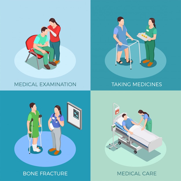 Vettore gratuito concetto del dottore patient isometric design