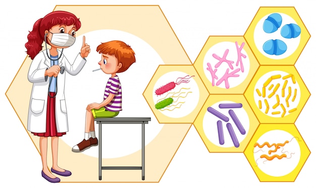 Free vector doctor and patient with virus