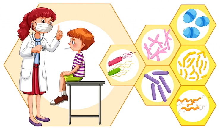 मुफ़्त वेक्टर doctor and patient with virus