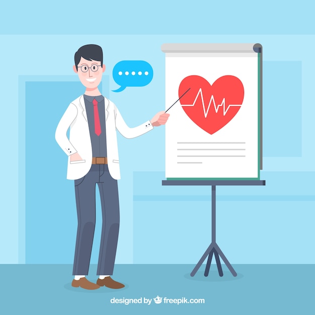 Free vector doctor pointing at clipboard