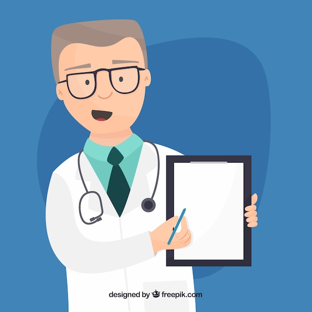 Doctor pointing at clipboard