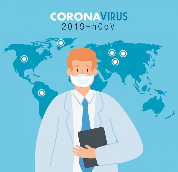 코로나 바이러스 2019 ncov의 포스터에 의사