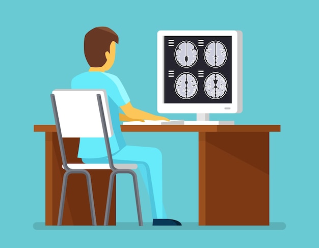 Free vector doctor researches results of mri scan