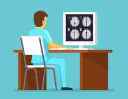 Free vector doctor researches results of mri scan