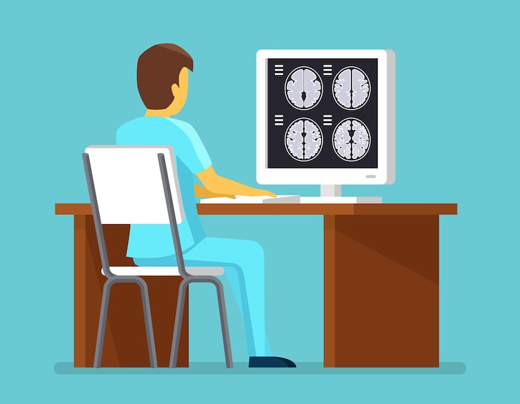 Free Vector doctor researches results of mri scan