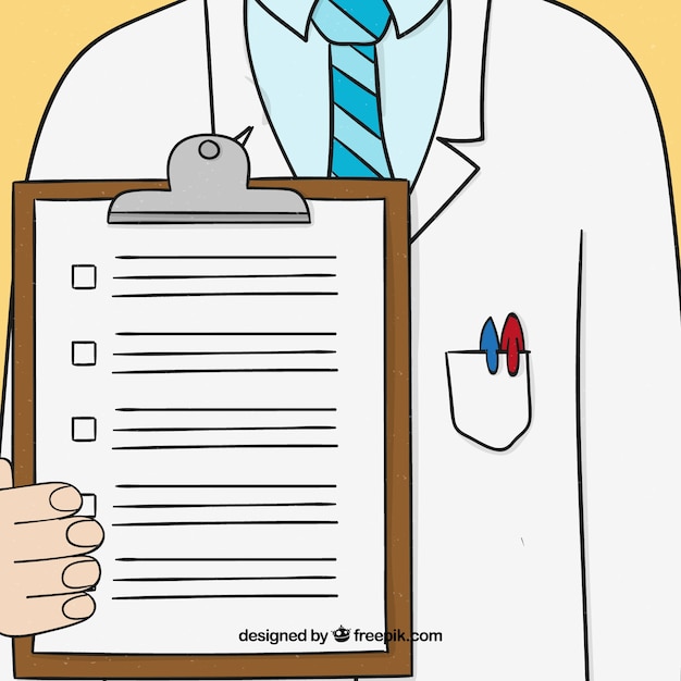 Free vector doctor showing clipboard