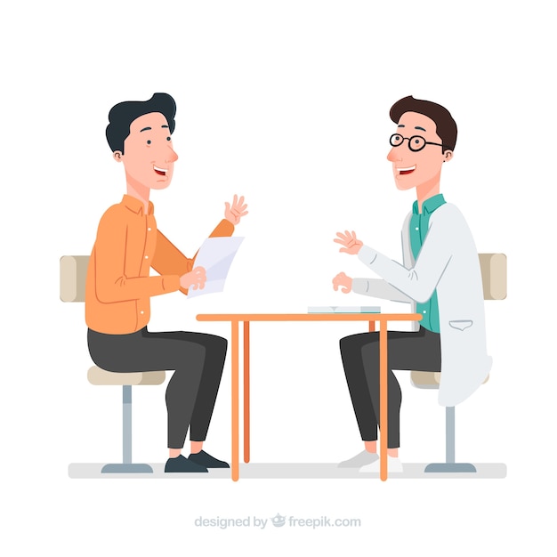 Free vector doctor talking to patient