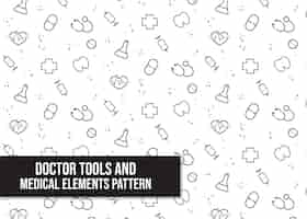 Free vector doctor tools and medical elements pattern cartoon hand drawn cartoon art illustration