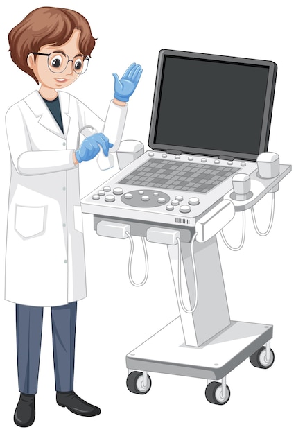 Free vector doctor using ultrasound scanning machine