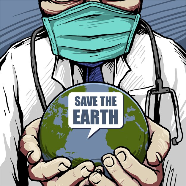 Premium Vector Sad Earth Cartoon Mascot Infected With Corona Virus