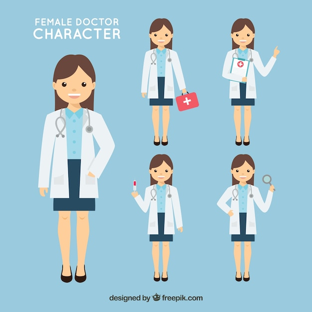 Free vector doctor with different utensils