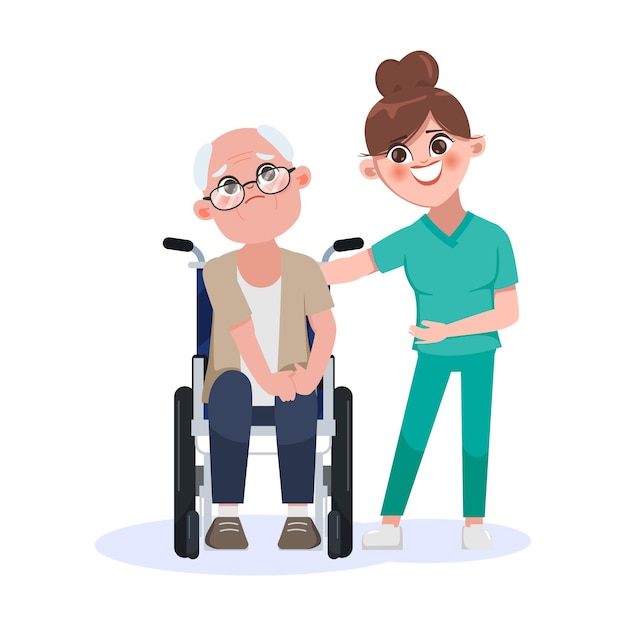 Бесплатное векторное изображение Врач с дедушкой болит в колене у пожилых людей