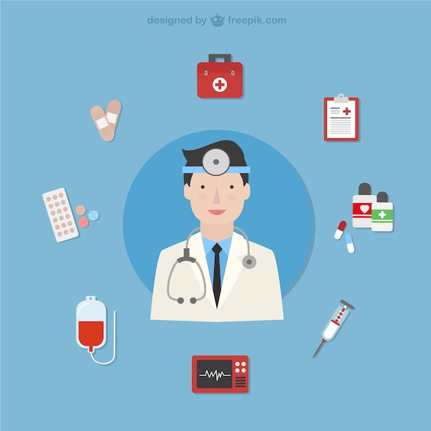 Free vector doctor with medical icons