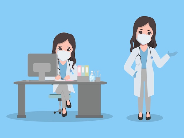 Free vector doctor woman in laboratory presenting character animation pose