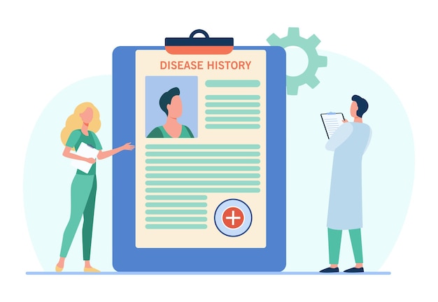 Free vector doctors analyzing patients disease history