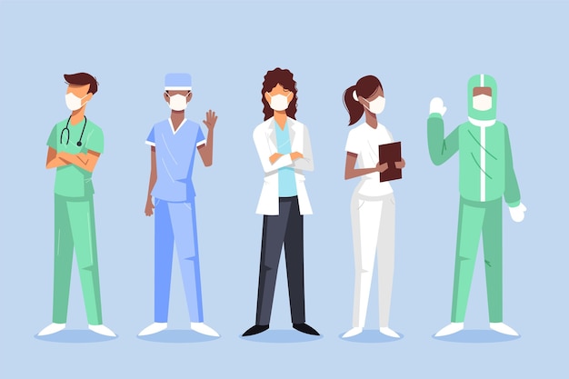 Бесплатное векторное изображение Иллюстрация врачей и медсестер