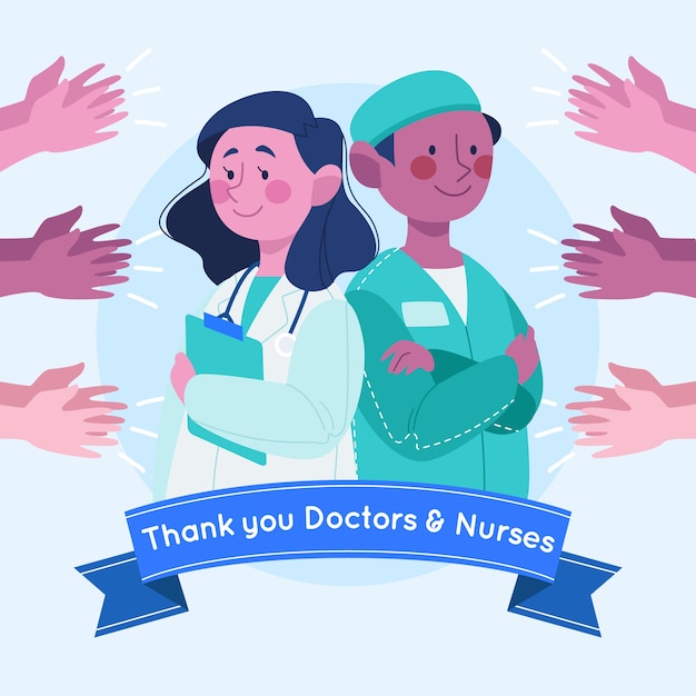 Free vector doctors and nurses appreciation