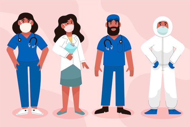 Free vector doctors and nurses illustration