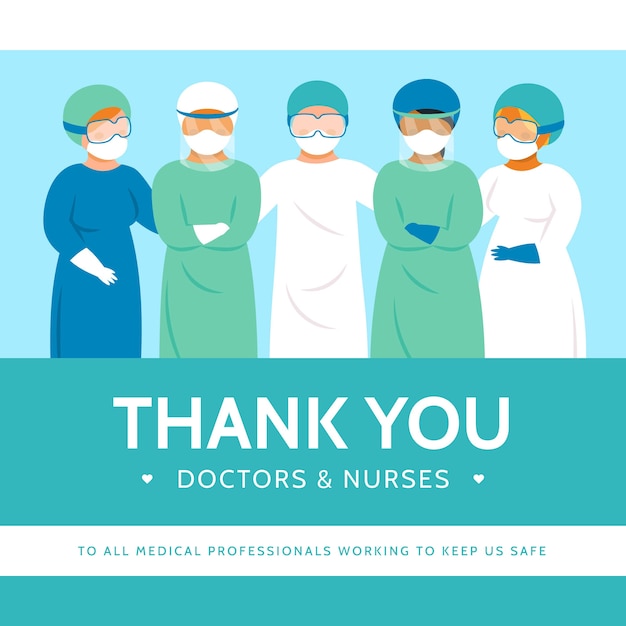 Free vector doctors and nurses wearing masks