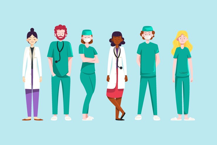 Free Vector doctors and professional hospital staff