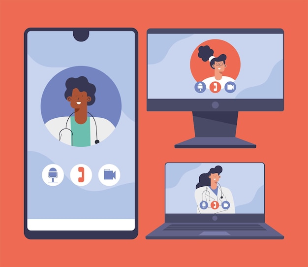 Doctors in telehealth medicine