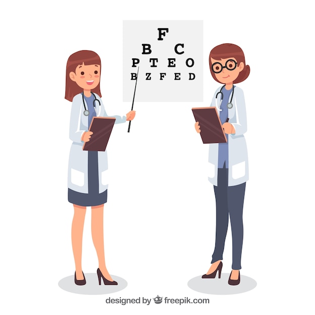 Doctors with clipboard in hand drawn style